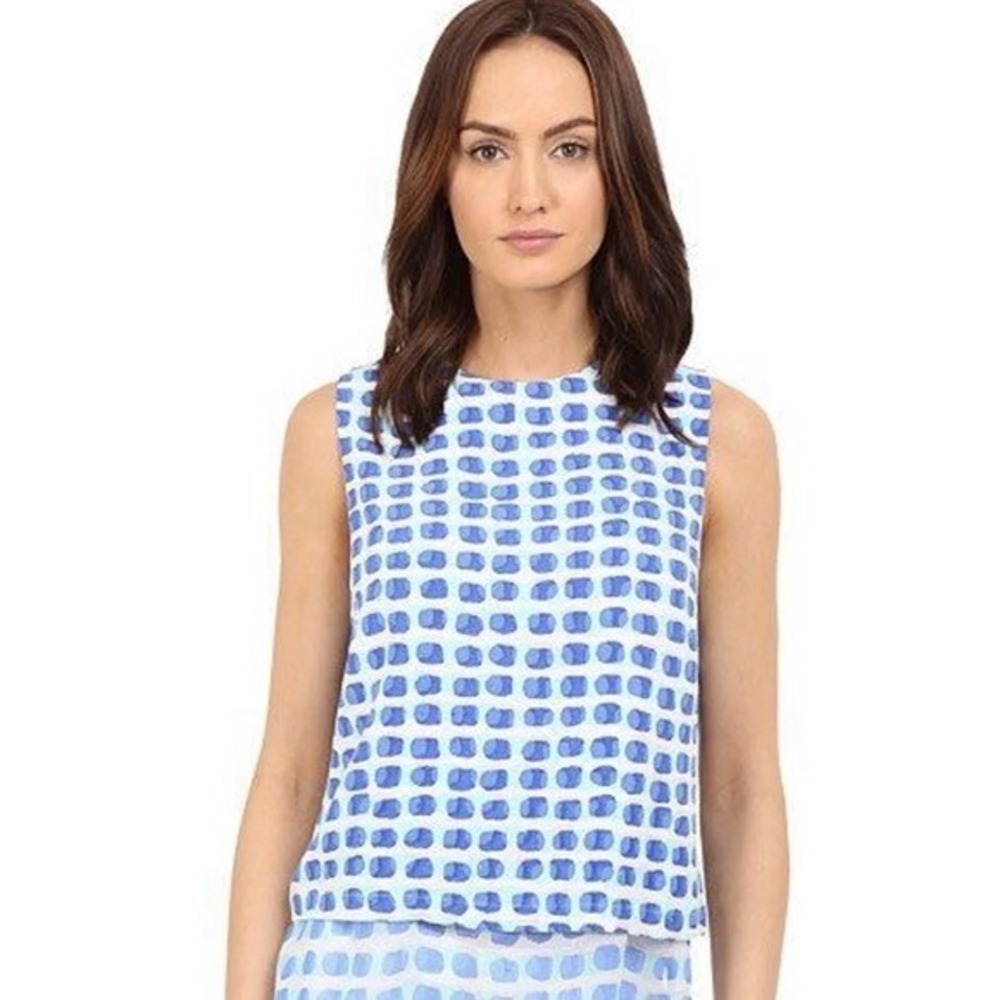 Kate Spade Watercolor Dot Sleeveless High Low Layered Blouse Top Small